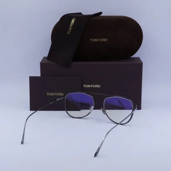 🕶️ New Tom Ford FT5691-B 012 Eyeglasses - Ruthenium with Blue Frame 52mm